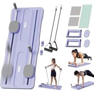 Pilates Board Abdominal Resistance Bands Home Gym Workout Set Purple